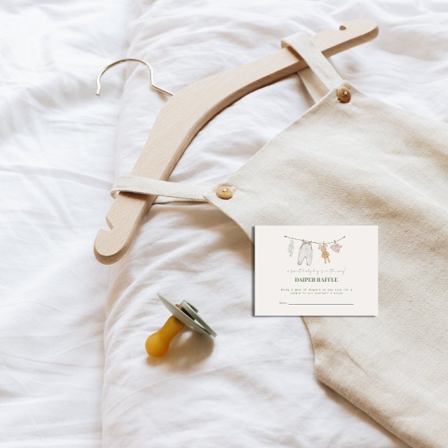 Sage Green Boho Diaper Raffle Baby Shower  Enclosure Card (Sage Green Boho Diaper Raffle Baby Shower Enclosure Card)