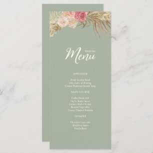 Sage green Boho Floral Wedding Flat Menu