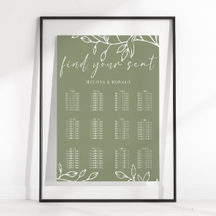 Sage Green Boho Floral Wedding Seating Chart