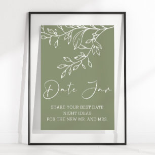 Sage Green Boho Flowers Date Night Poster