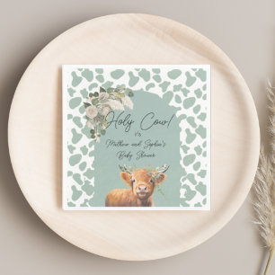 Sage Green Boho Holy Cow Farm Baby Shower  Napkin