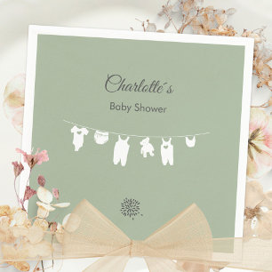 Sage Green Boho Minimalist Baby Shower Napkin