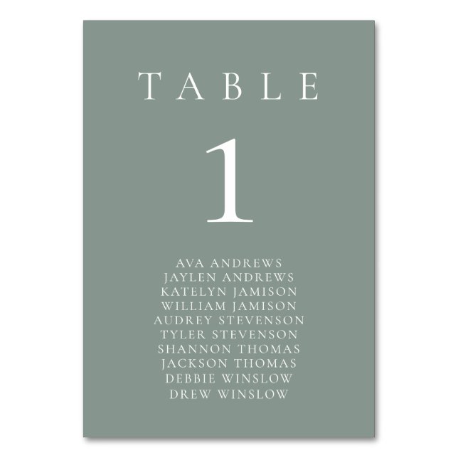 Sage Green Boho Minimalist Seating Table Number (Front)