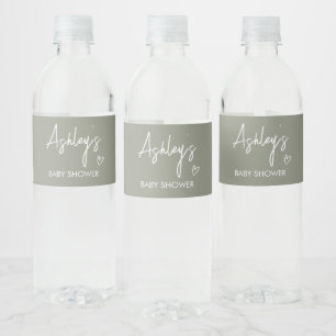 Sage Green Boho Minimalist  Water Bottle Label