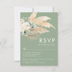 Sage Green Boho Pampas Grass RSVP Card