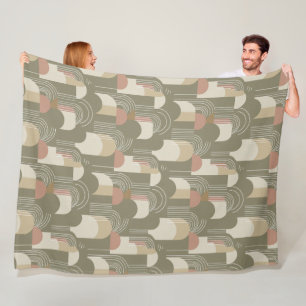 Sage Green Boho Pattern Fleece Blanket
