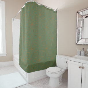 Sage Green Boho Tribal Pattern Olive Green Shower Curtain