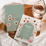 Sage Green Boho Wildflower Baby in Bloom Shower Invitation<br><div class="desc">The design showcases an intricate display of boho flowers,  carefully curated in soft,  muted tones. Each delicate bloom captures the essence of natural beauty and tranquillity,  symbolising the love and anticipation that comes with welcoming a precious little one into the world.</div>