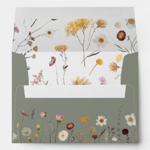 Sage Green Boho Wildflower Envelope