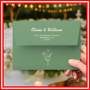 Sage Green Boho Wildflower Return Address Envelope