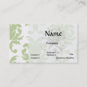 sage green bold large damask pattern business card