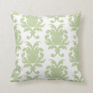 sage green bold large damask pattern cushion