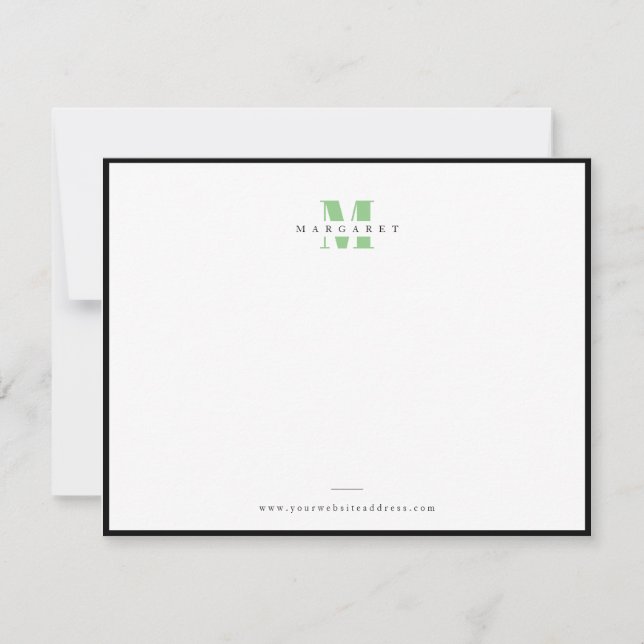 Sage Green Bold Letter Monogrammed Card (Front)