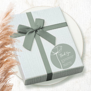 Sage Green Bold Minimal Floral Wedding Thank You  Classic Round Sticker