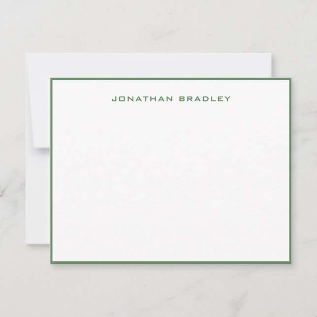 Sage Green Border All Caps Full Name Card (Front)