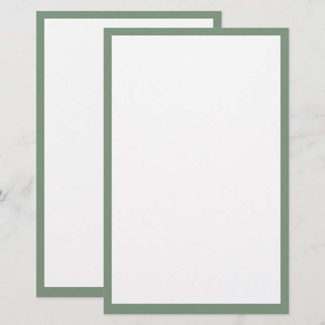 Sage Green Border Edge White Custom Colour Wedding Stationery (Front/Back)