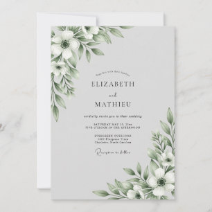 Sage Green Botanical Bloom Wedding Invitation