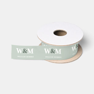 Sage Green Botanical Business Logo Brand Satin Ribbon