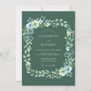 Sage Green Botanical Flourish Wedding Invitation