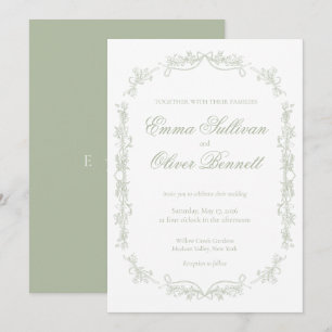 sage green botanical invitation