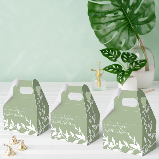 Sage Green Botanical Leaves Bridal Shower Favour Box (Multiple)