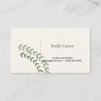 Sage Green Botanical Leaves Minimalist Business Ca Card
