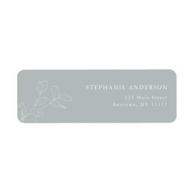 Sage Green Botanical Modern Return Address Label (Front)