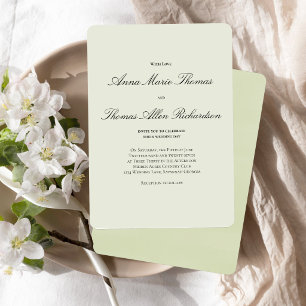 Sage Green Botanical Modern Script Wedding Invitation