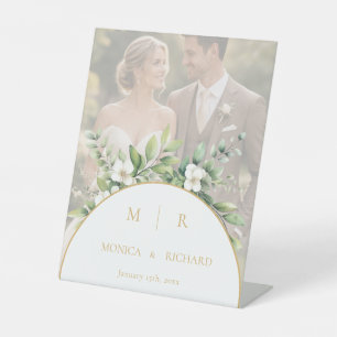 Sage Green Botanical Monogram Thank you card Pedes Pedestal Sign