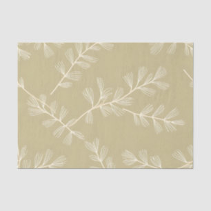 Sage Green Botanical Pattern Cream Hand Drawn Leaf Tissue Paper