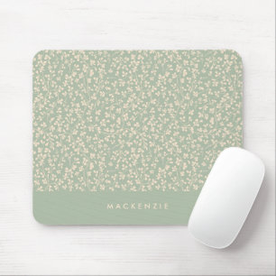 Sage Green Botanical Personalised  Mouse Pad