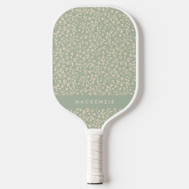 Sage Green Botanical Personalised  Pickleball Paddle (Front)