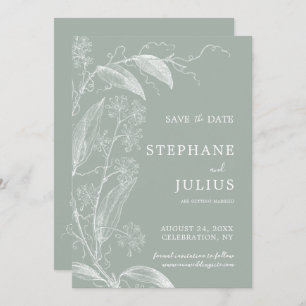 Sage Green Botanical Save the Date Invitation