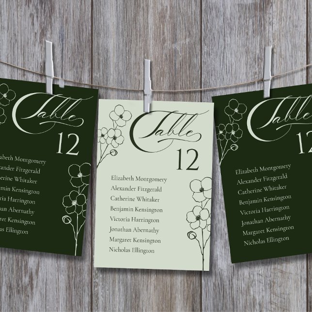 Sage Green Botanical table Number Card (Creator Uploaded)