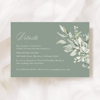 Sage Green Botanical Wedding Accommodation Enclosure Card