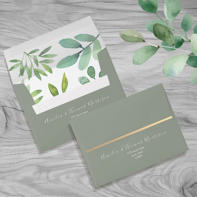 Sage Green Botanical Wedding Envelope (Creator Uploaded)