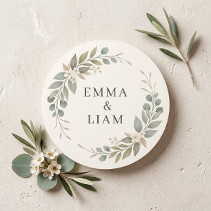 Sage Green Botanical Wedding Envelope Seal Sticker