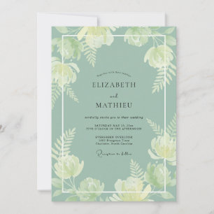 Sage Green Botanical Wedding Invitation
