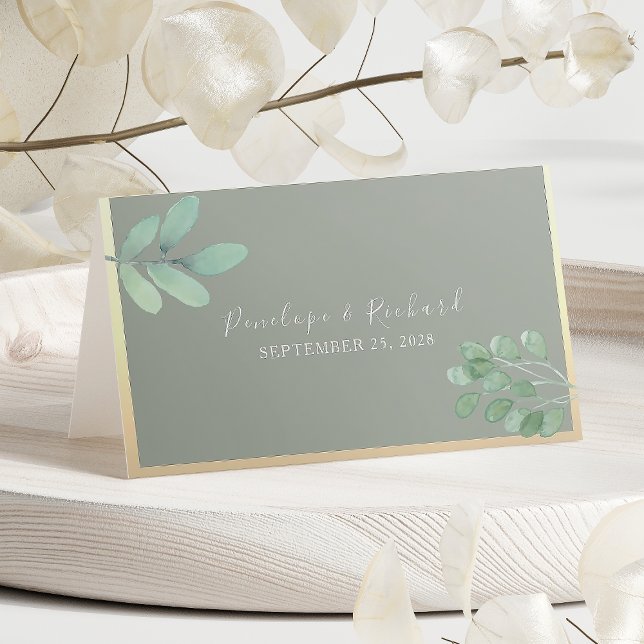 Sage Green Botanical Wedding Place Card (Creator Uploaded)