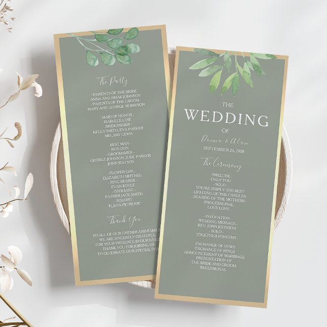 Sage Green Botanical Wedding Program (Creator Uploaded)