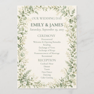 Sage Green Botanical Wedding Program
