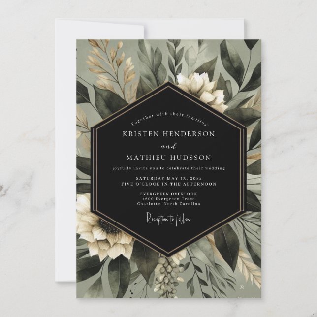 Sage Green Botanical Whimsy Wedding Invitation (Front)