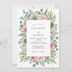 Sage Green Bountiful Succulent Wedding Invitation