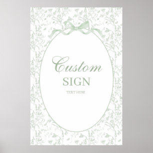 Sage Green Bow Baby Shower Boy sign