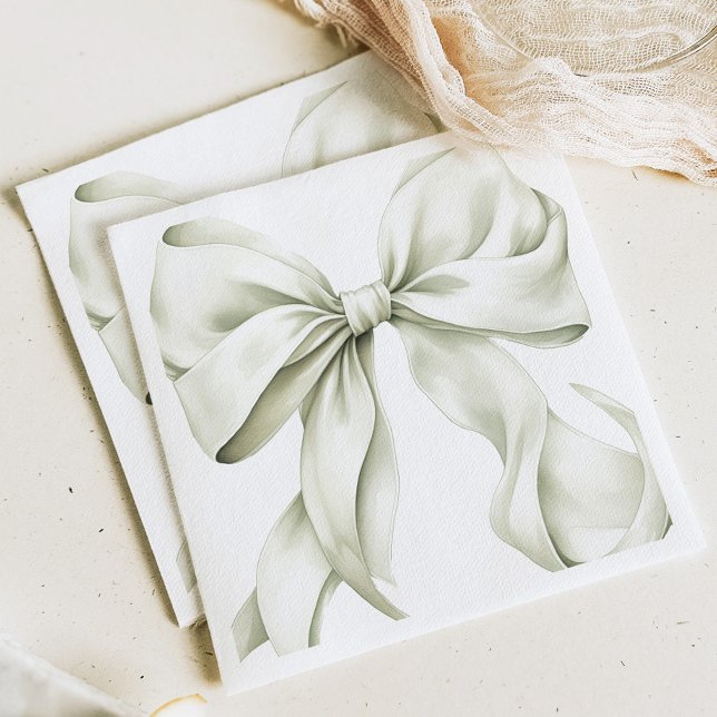 Sage Green Bow Baby Shower  Napkin (Creator Uploaded)