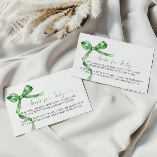 Sage Green Bow Book for Baby Enclosure Card (Creator Uploaded)