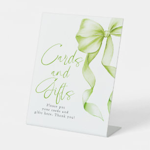 Sage Green Bow Cards and Gifts Bridal Shower Pedestal Sign