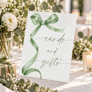 Sage Green Bow Cards and Gifts Pedestal Sign