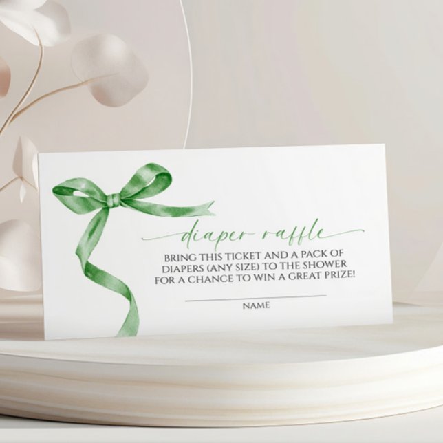 Sage Green Bow Diaper Raffle  Enclosure Card (Creator Uploaded)