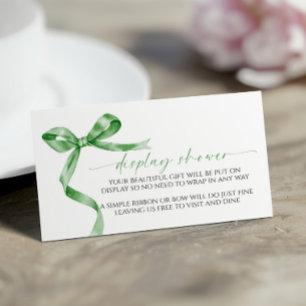 Sage Green Bow Display Baby Shower Enclosure Card